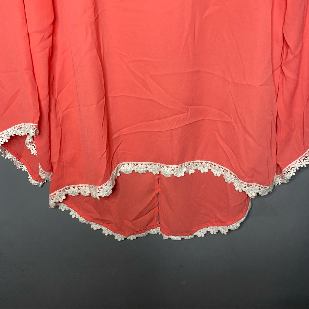 Umgee Melon Blouse with Crocheted Accents - Picture 3 of 10